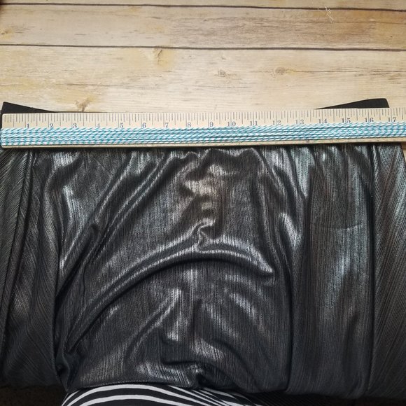 Metallic Silver & Black Pleated Midi Skirt Size 0X - Picture 7 of 14